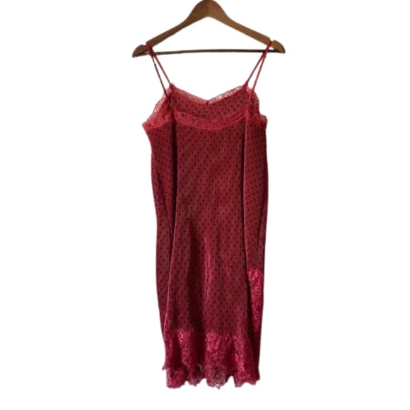 Free People Margot Slip Dress Red With Black Polka Dots (2) - Picture 4 of 6